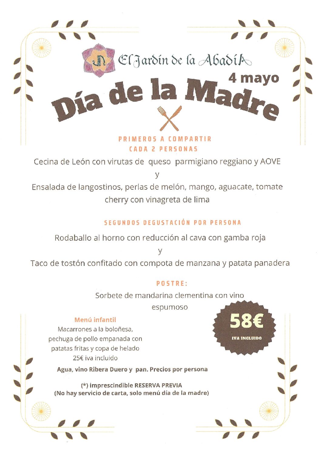 MENU DIA DE LA MADRE